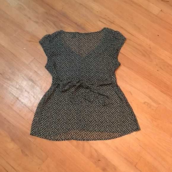 Ny and co sheer teal white black short sleeve top - Picture 5 of 5